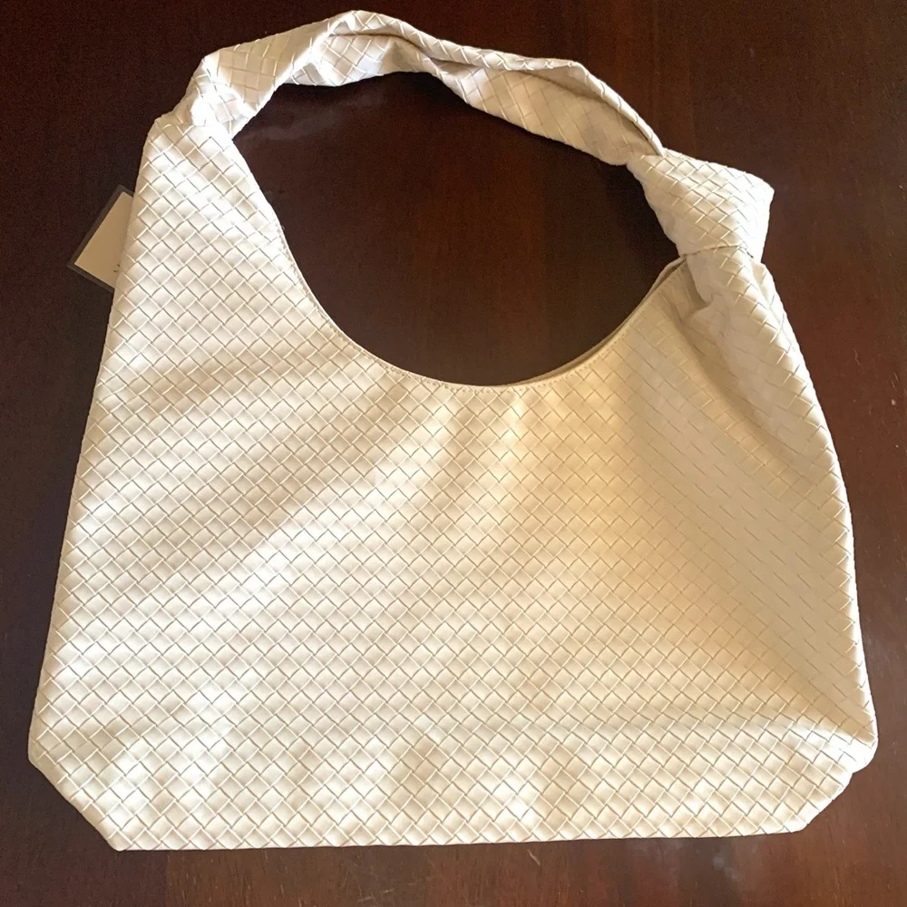 Ulta Beauty Cream Hobo Bag with Textured Design